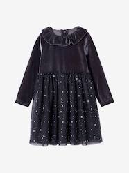 -Girl's Christmas velvet dress with starry tulle