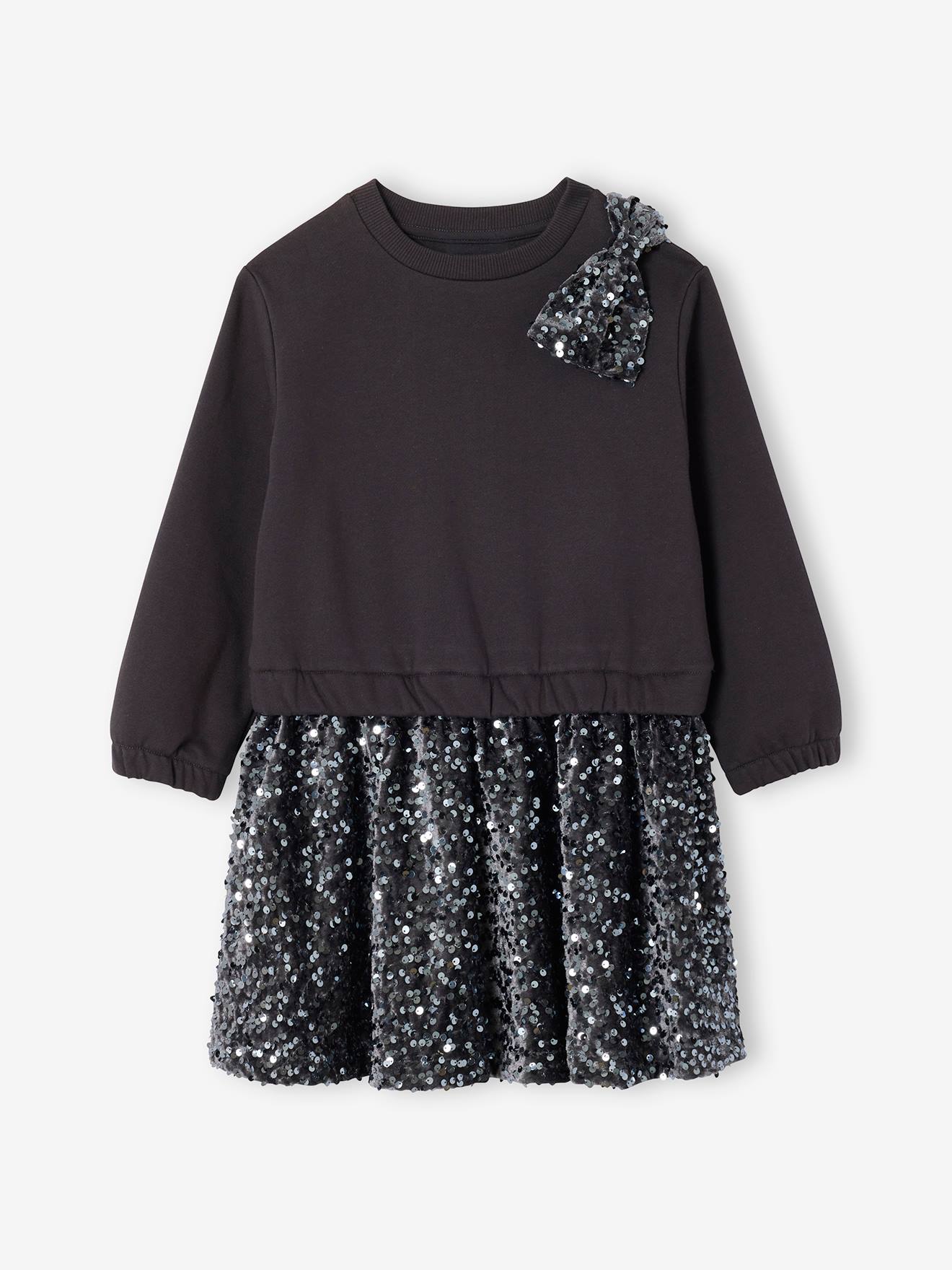 Sequinned Christmas Dress with 2-in-1 Effect