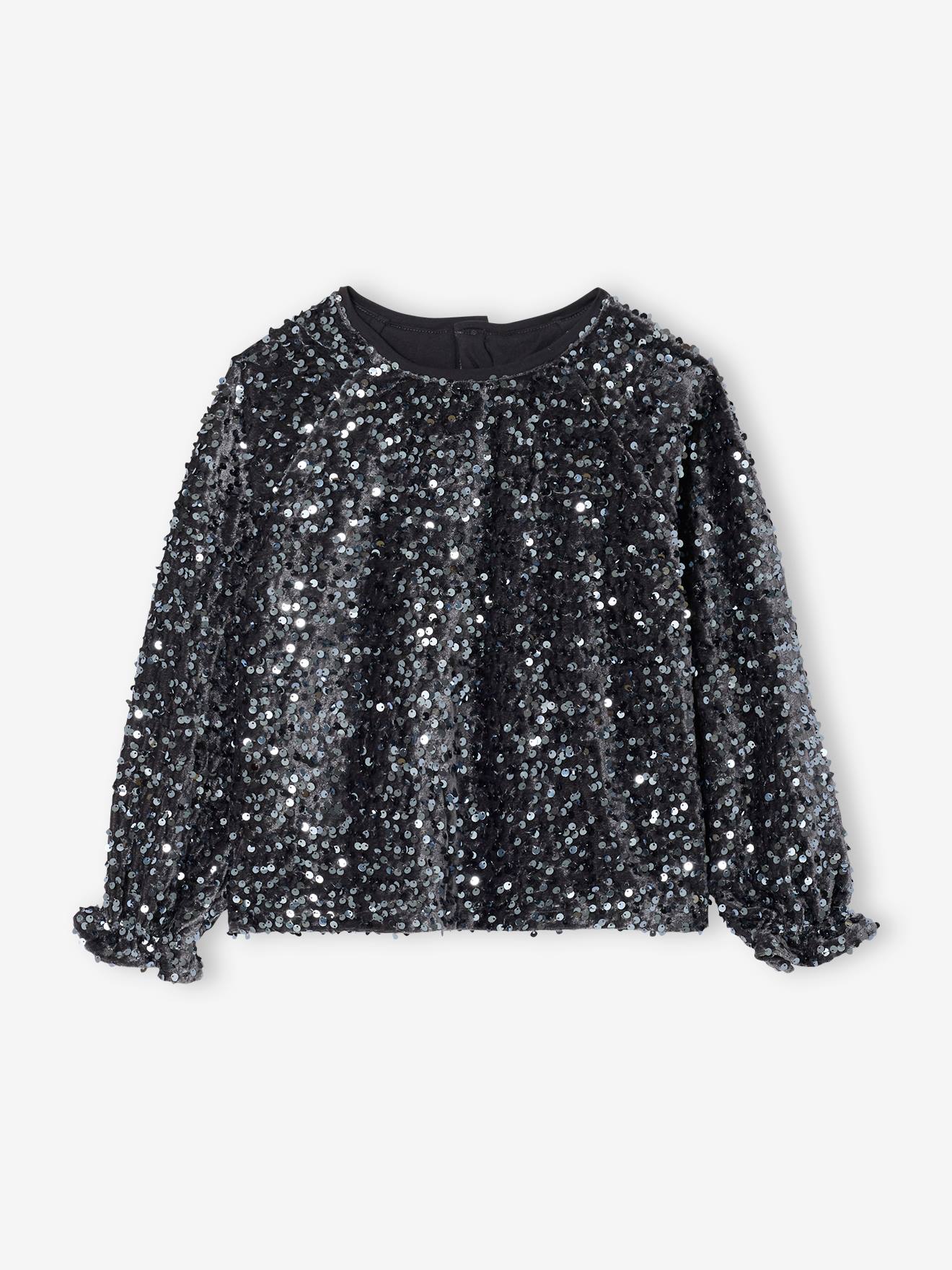 Girls' sequinned Christmas blouse