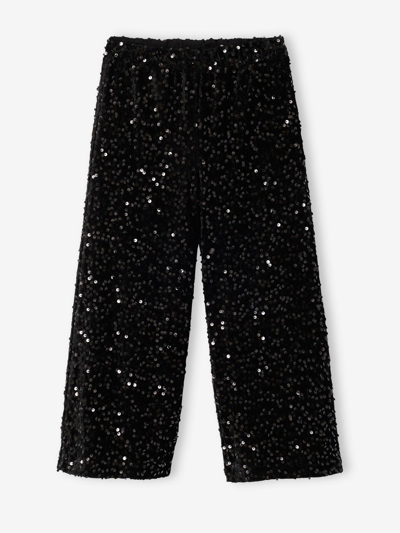 Wide-Leg Christmas Trousers with Sequins