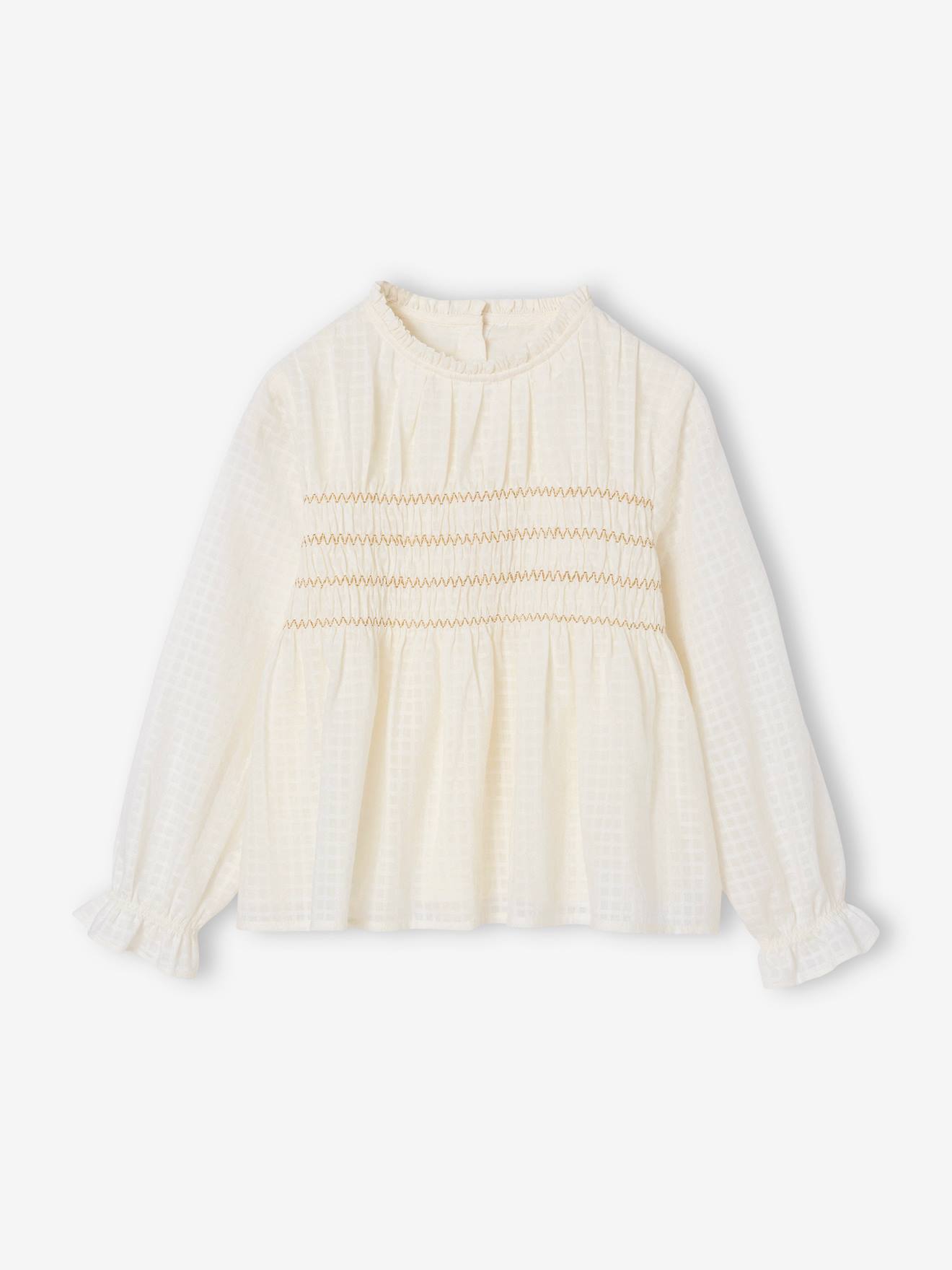 Christmas Blouse with Embroidered Smocking