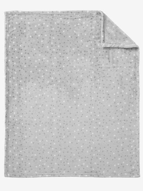 Star Printed Microfibre Blanket Dark Blue/Print+Light Grey/Print 