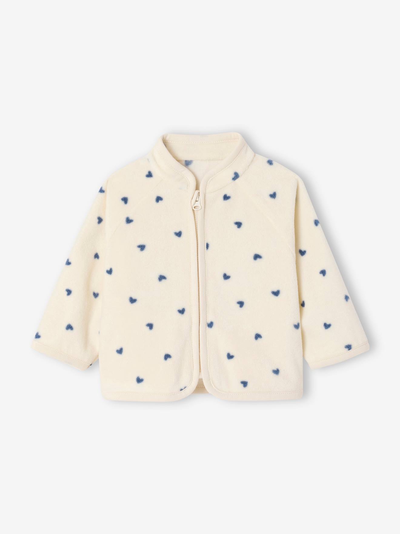 Printed zip-up fleece cardigan