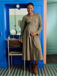 Long jacquard shirt dress for pregnancy and nursing clothes