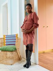 Short cotton gauze dress for maternity and nursing clothes