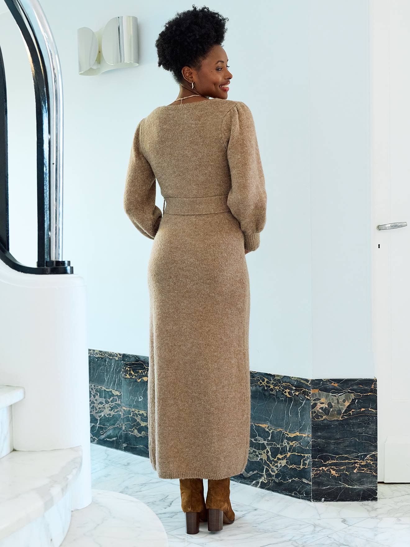 Marl Knit Maxi Dress for Maternity - chocolate, Maternity | Vertbaudet