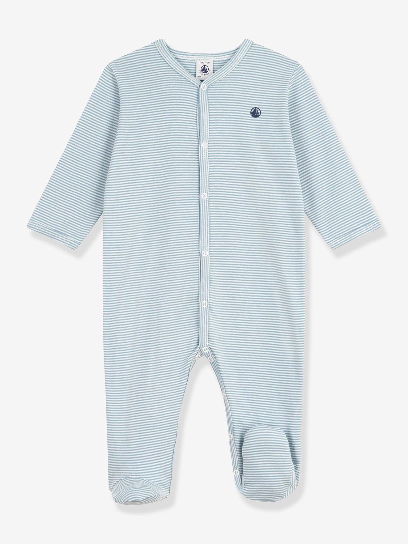 Baby pyjamas in PETIT BATEAU fine stripe cotton