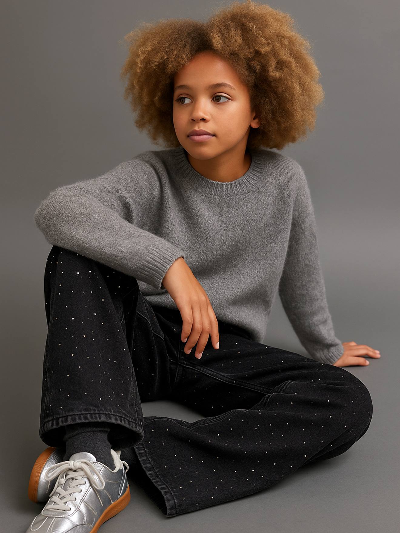 Fluffy Knit Christmas Jumper with Silvery Effect for Girls