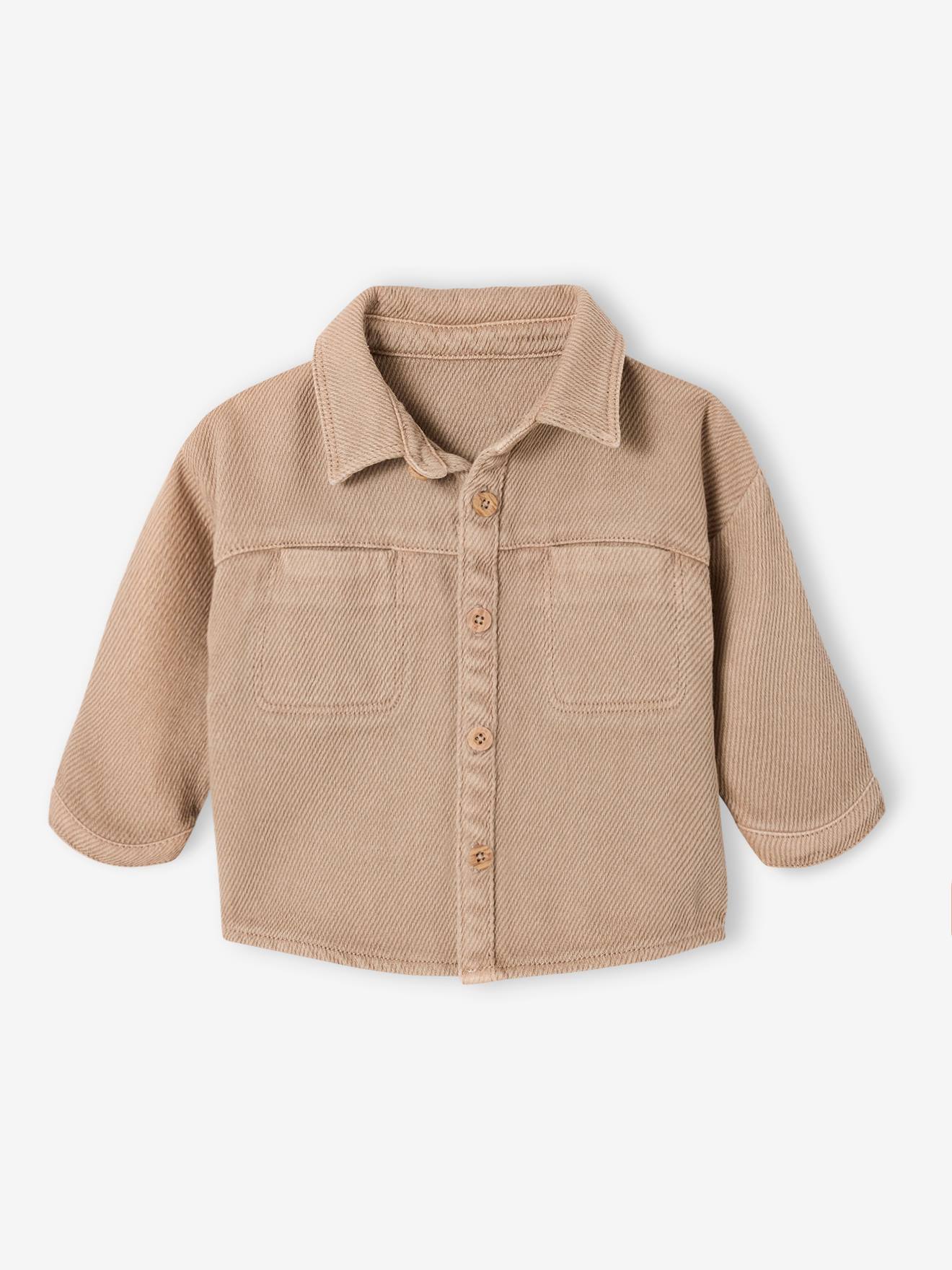 Warm twill long-sleeved overshirt