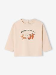 -T-Shirt with Christmas Sleigh Motif & Long Sleeves for Babies