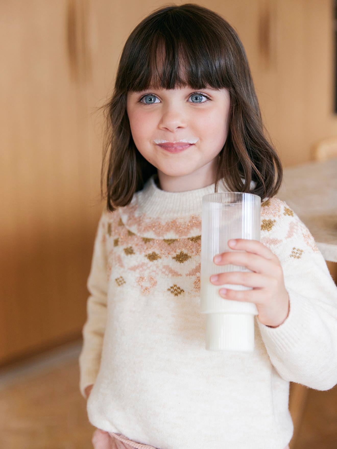 Girl's jacquard jumper with sparkly details vanilla