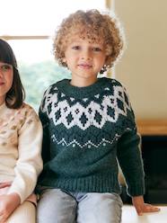 -Jacquard Knit Jumper, Round Neckline, for Boys