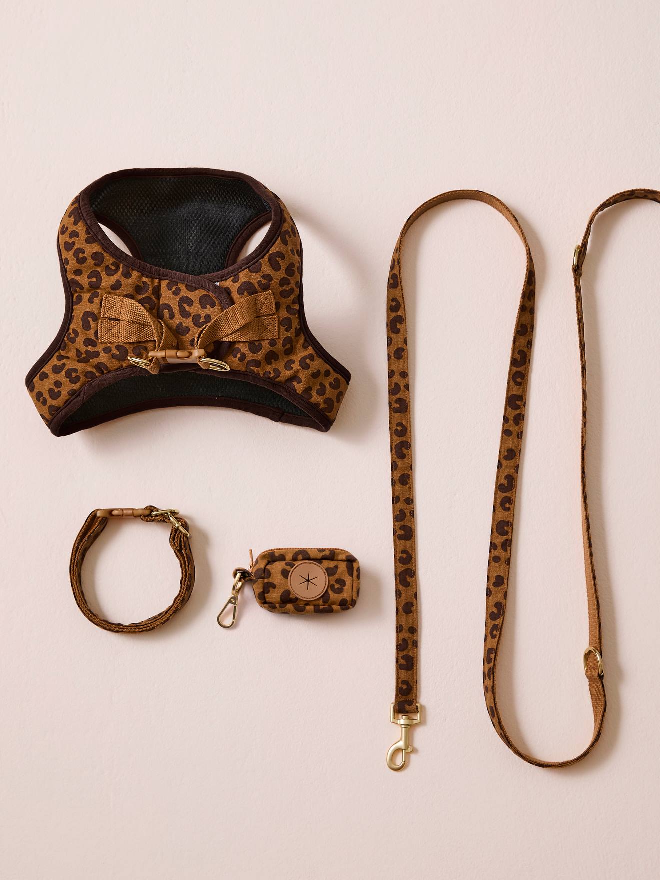 Dog Walking Set: Harness + Lead + Collar coffee