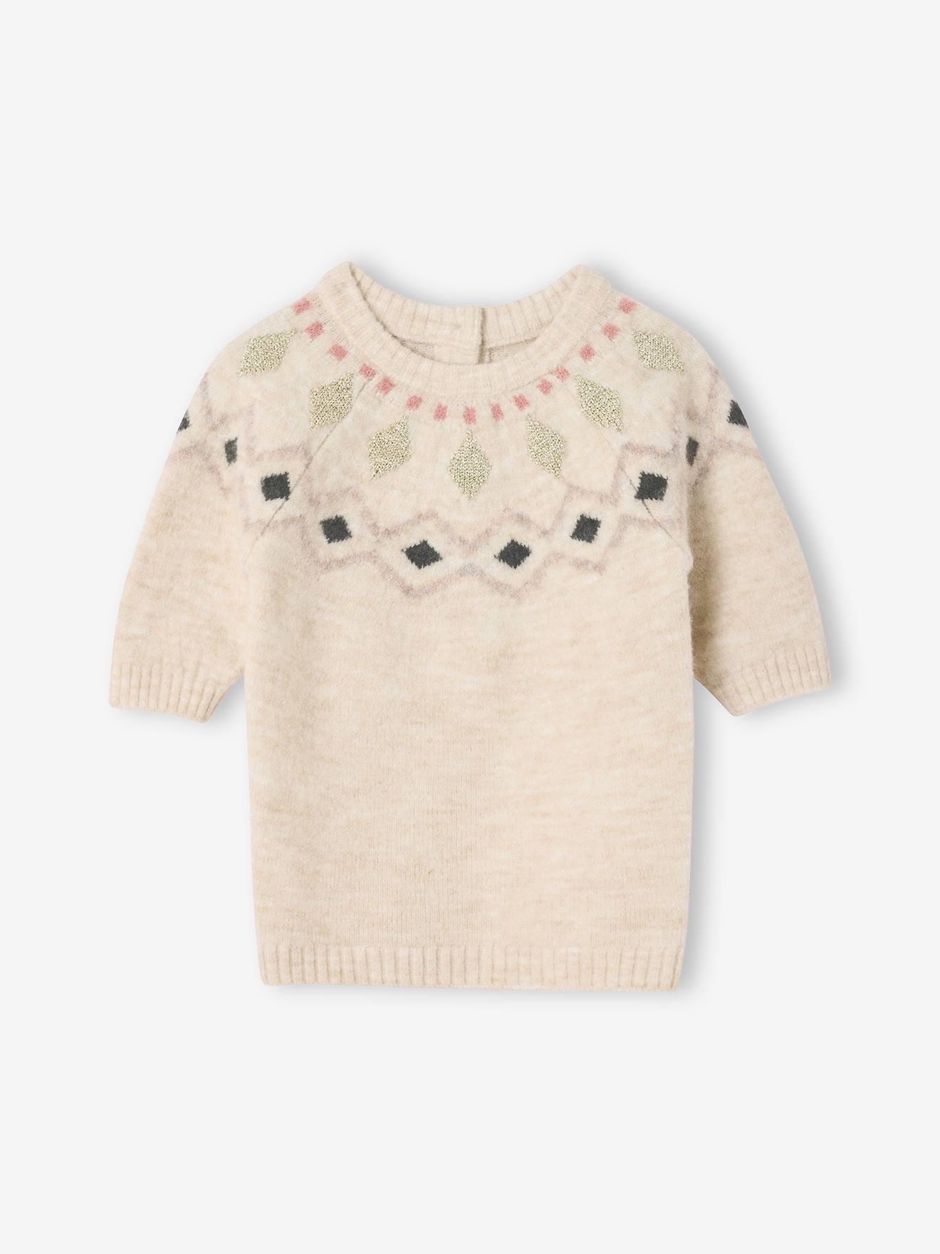Baby dress in jacquard knit vanilla
