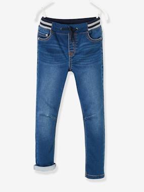 Straight Cut Denim-Effect Fleece Trousers