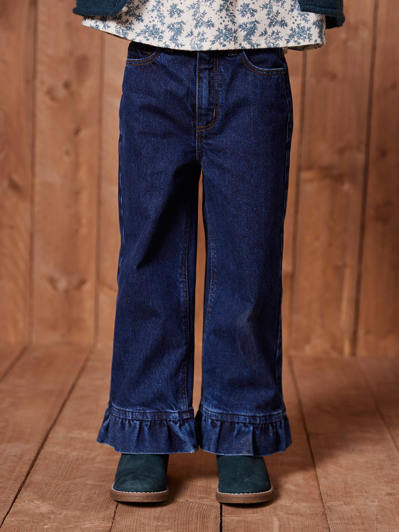 Wide-Leg Jeans with Frills