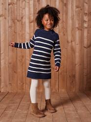 -Knitted Striped Dress for Girls