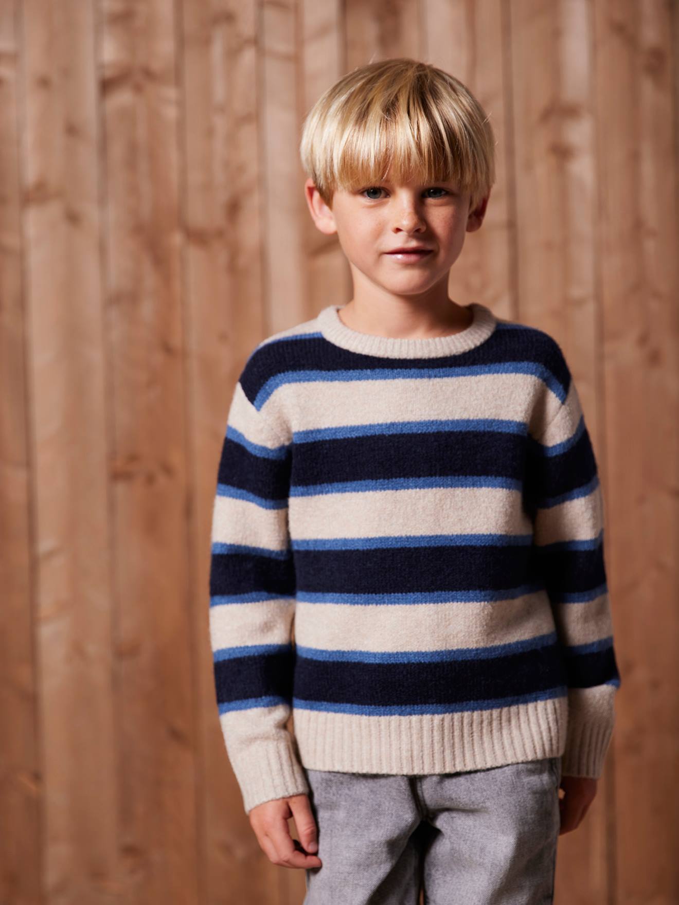 Fluffy Jumper for Boys marl white