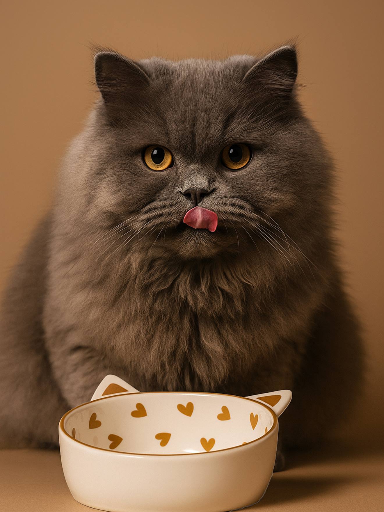 Set of 2 Ceramic Cat Bowls