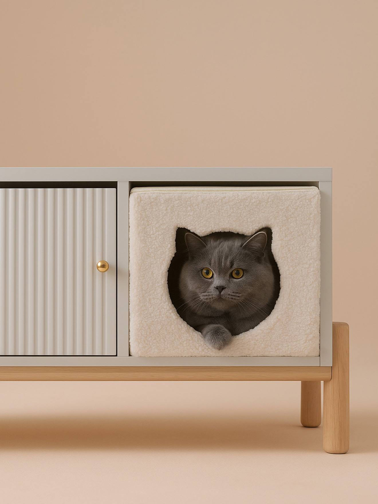 Teddy fabric cat basket FAMILY