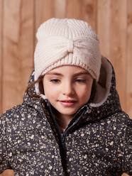 Girls-Rib Knit Beanie with Fancy Bow, for Girls