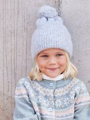 -Beanie + Snood + Mittens Set in Shimmering Cable-Knit