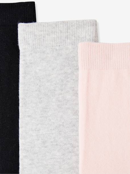 Girl's Pack of 3 Pairs of Jersey Knit Fabric Tights Light Pink 
