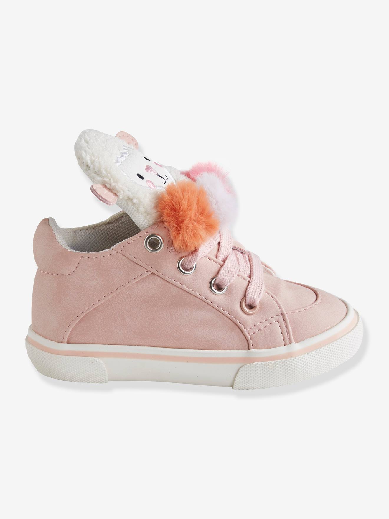 High Top Trainers for Baby 3 Pompons - light pink, Shoes | Vertbaudet