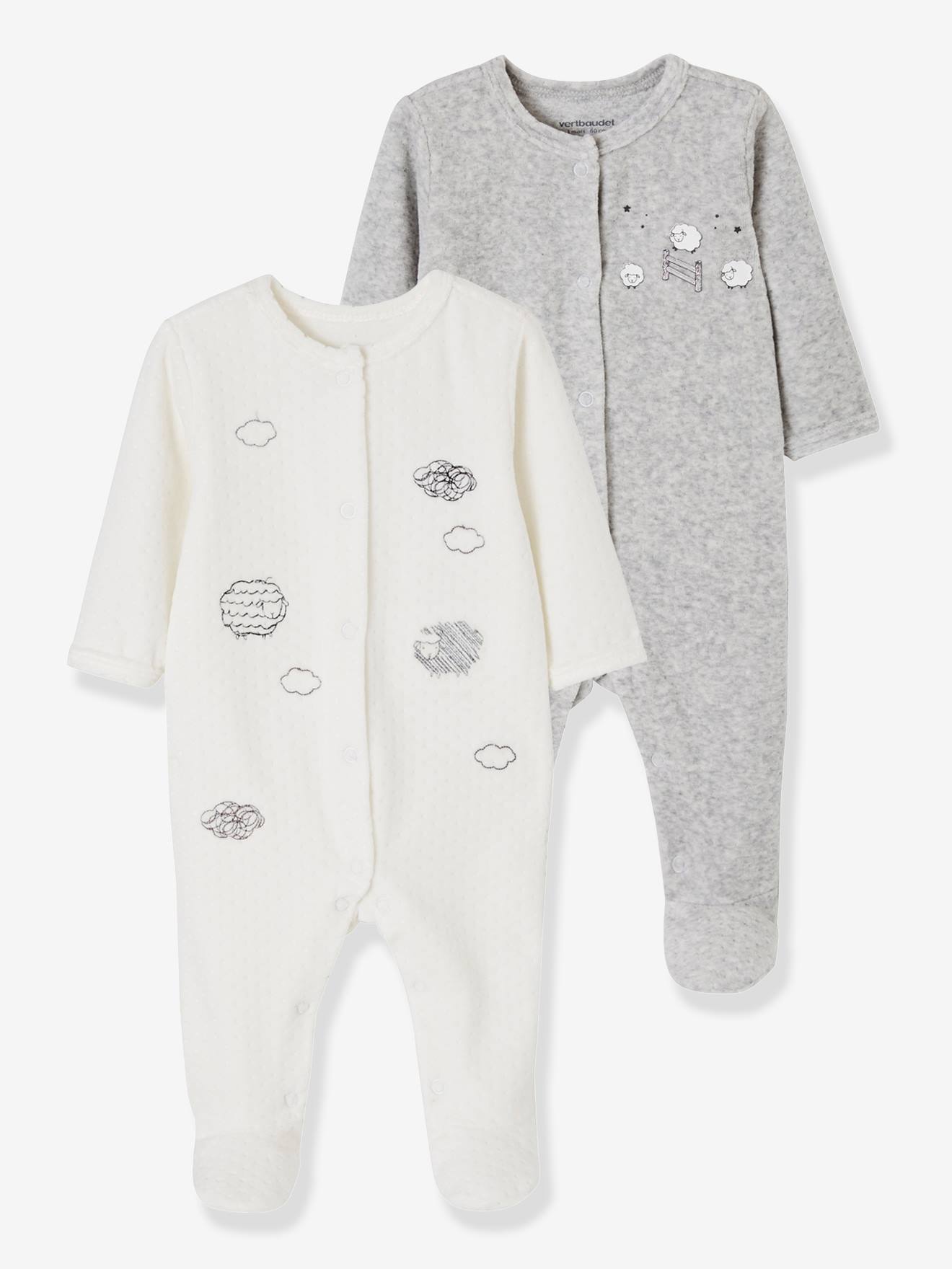 velour baby sleepsuits