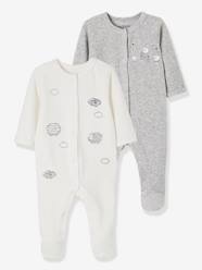 Baby-Pyjamas-Pack of 2 Baby Sleepsuits with Front Opening in Velour