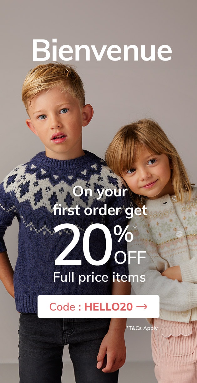 On your first order Get 20% OFF* full price items - Use code Hello20